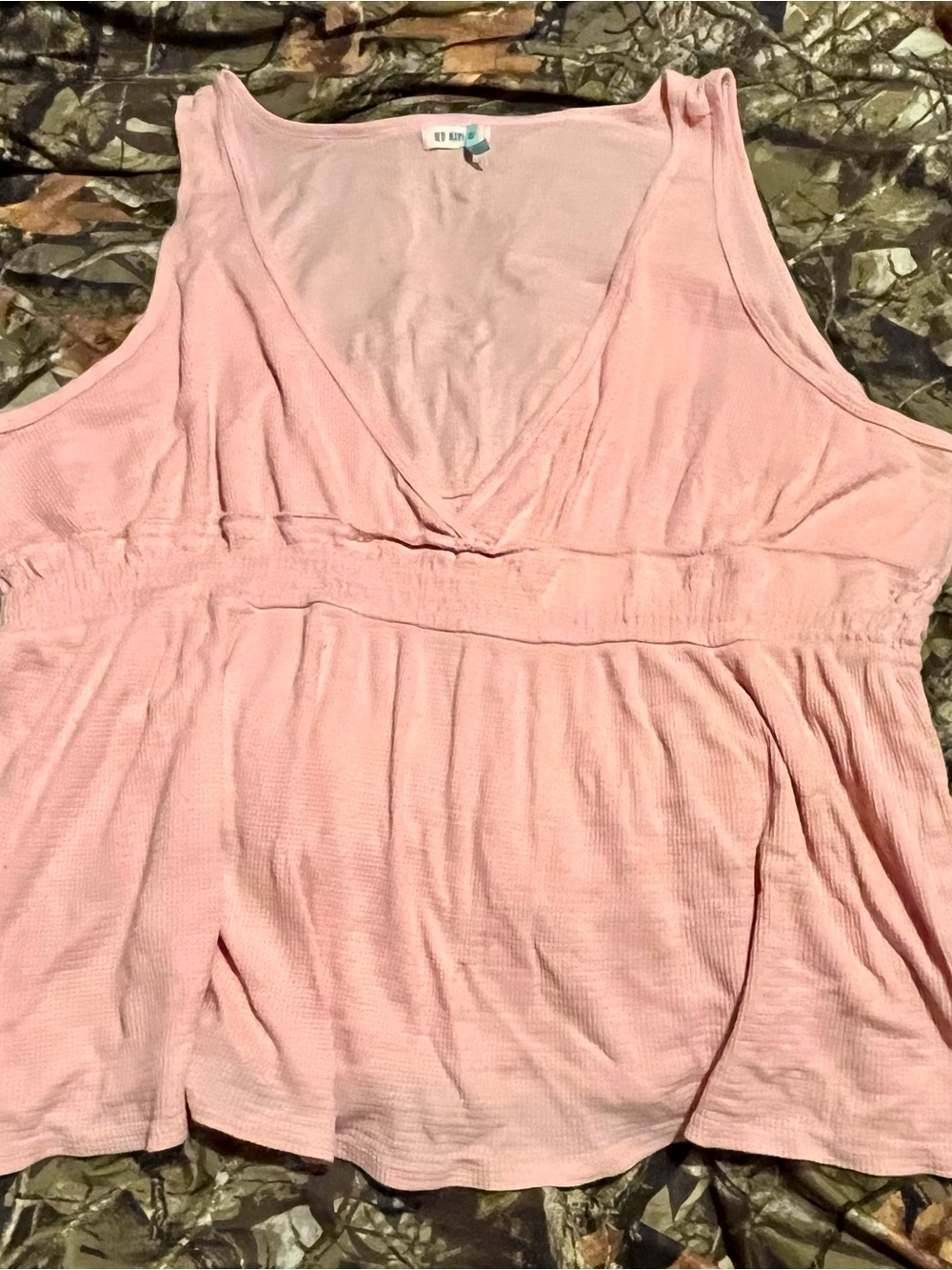 Vintage Old Navy•Soft Lightweight Waffle Knit V-Neck Peplum Top•Warm Pink•2XP